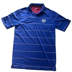 Men’s NFL Football New York Giants NY Logo Blue Striped Golf Polo Shirt Size XL